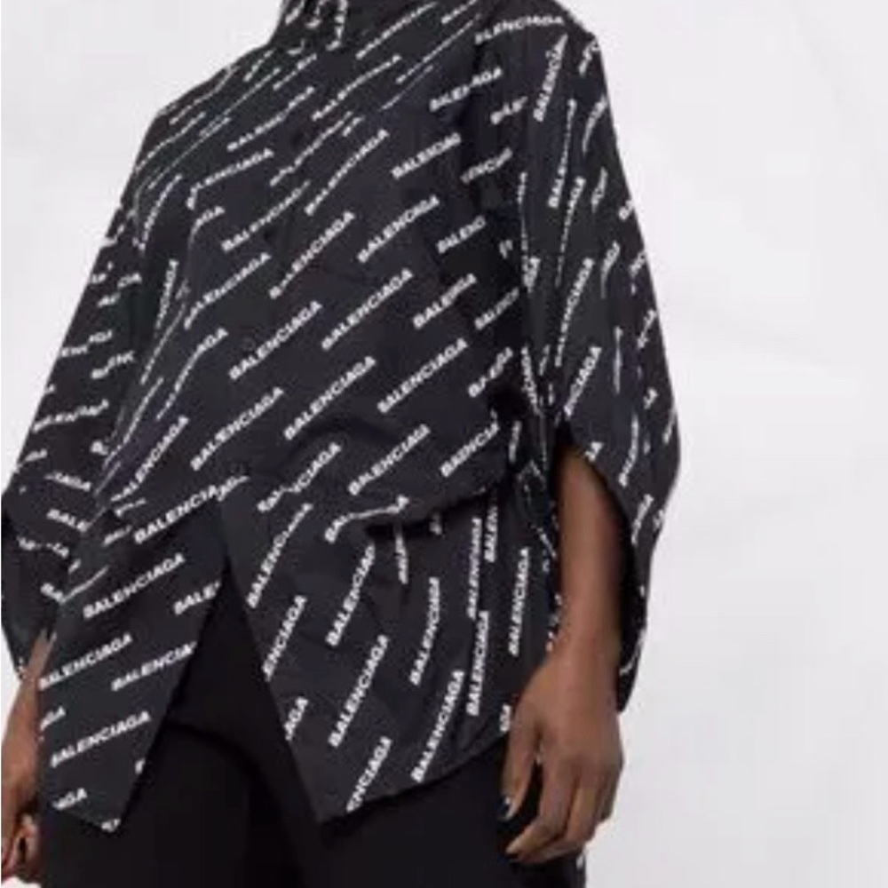 Balenciaga Black Button-Down Logo-Print Shirt